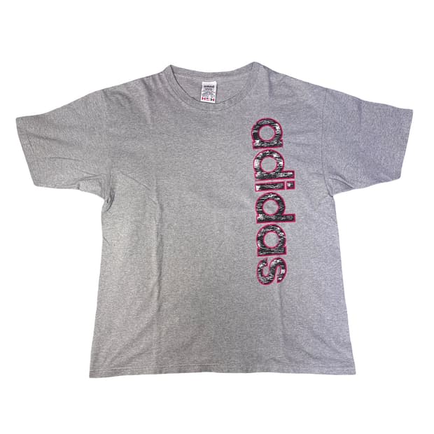 빈티지 90s 올드아디다스 아디다스 로고 그레이 티셔츠 L