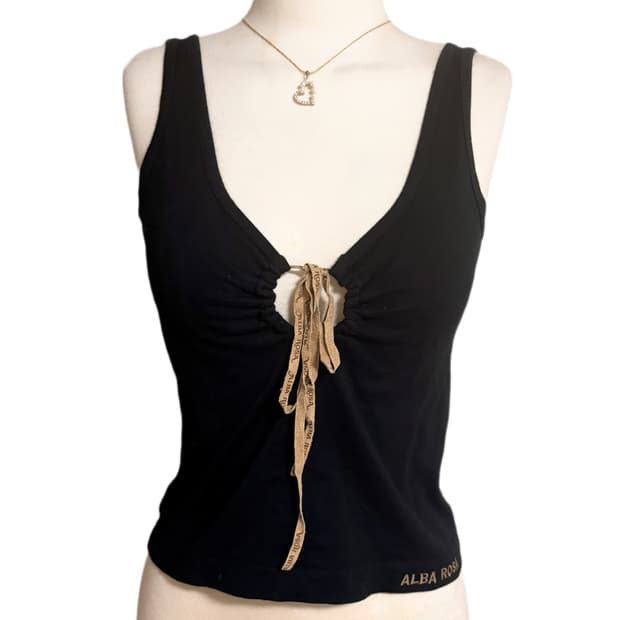 ALBA ROSA 알바로사 오네갸루 블랙 레이어드 핀터깔 대장 나시 티