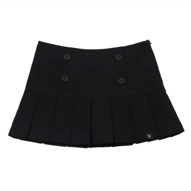 시너진 BUTTON LACE PLEATED SKIRT BLACK 스커트
