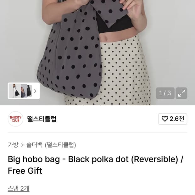 떨스티클럽 도트 백