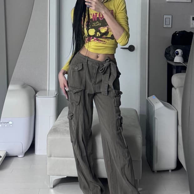 ༒ Ribbon-tie wide pants