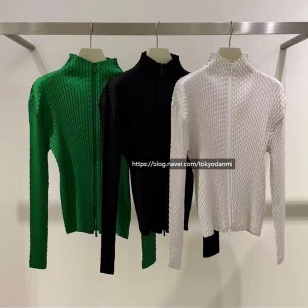 이세이미야케 슬릭 플리츠 화이트 집업