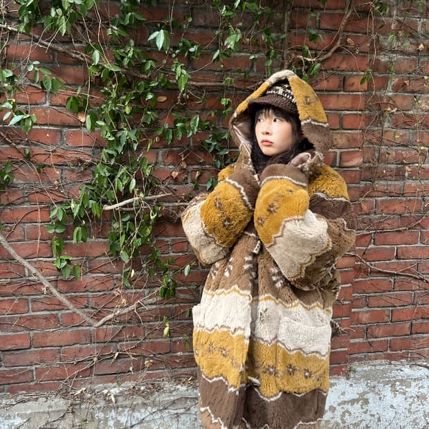 겨울 히피 에코 퍼 코트