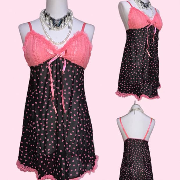 빈티지 갸루 Y2K 시스루 핑크 슬리브리스