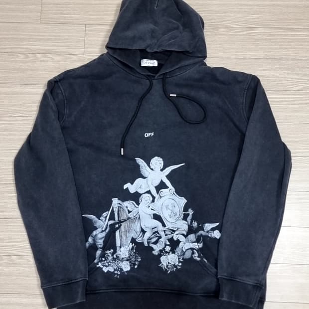 OFF-WHITE 앙상블 아플리케 후드티 블랙(프리)
