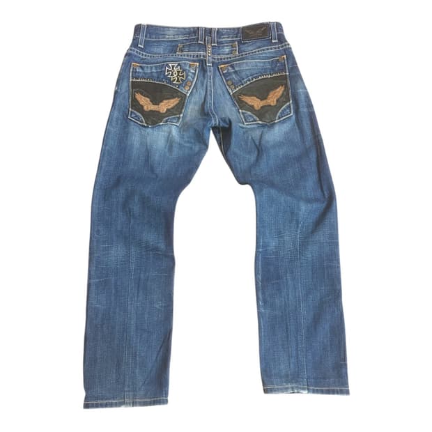 Robin's Jeans 더블 프론트 크로스 데님 팬츠