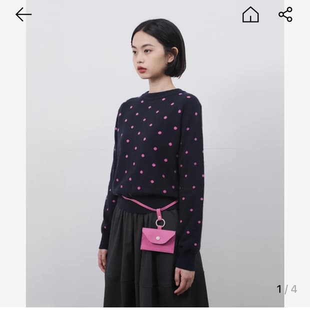 오헤시오 CASHMERE DOT KNIT, NAVY PINK