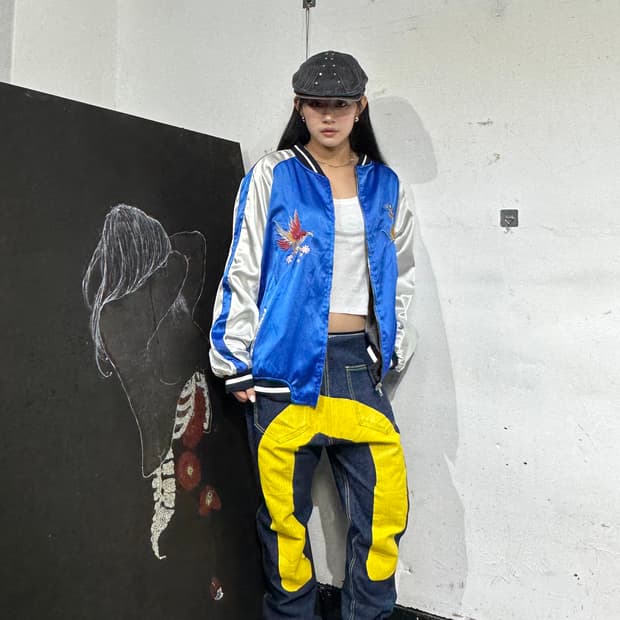 Jpn 일본빈티지 재패니즈 오리엔탈 리버시블 스카잔 자켓 XL