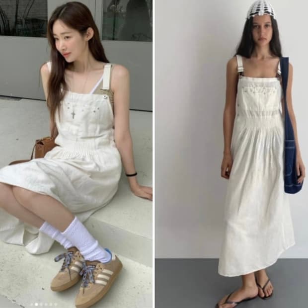 구해요) 기마구아스 dungaree dress 화이트 컬러 S사이즈