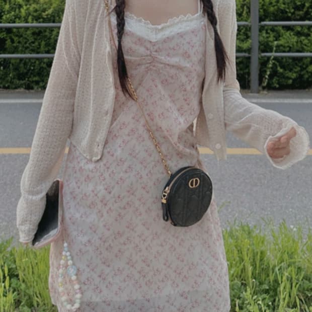 빈블 호이미 레이스 플라워 끈 원피스