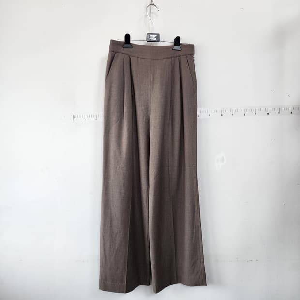 쉬즈미스 브라운 와이드 플리츠 팬츠