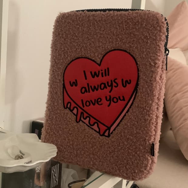 마찌 핑크 퍼 부클 아이패드 파우치 하트 케이스 태블릿