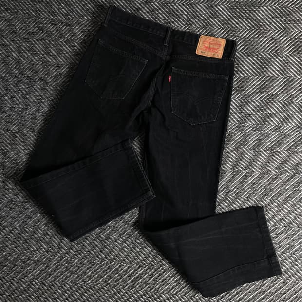 리바이스 505 블랙 데님 레귤러 팬츠y 2738