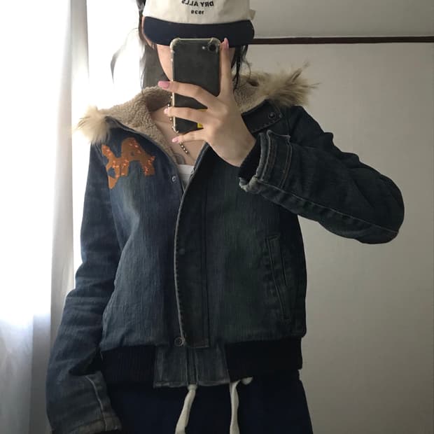 빈티지 데님 울프죠 자켓