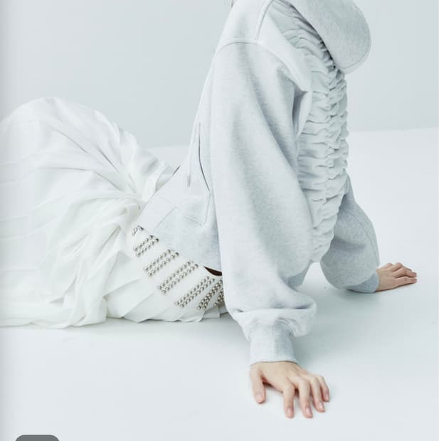 김미더영 백 셔링 후드집업 라이트 그레이