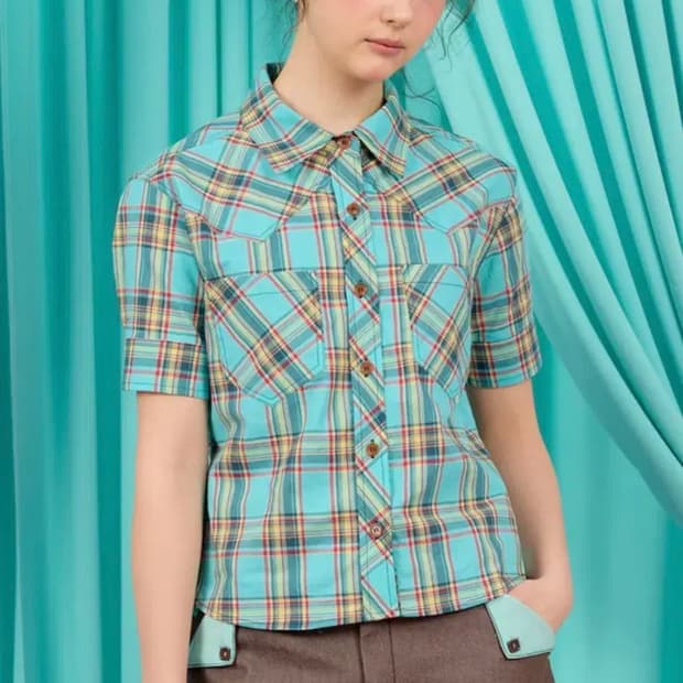 heretic 헤레틱 체크 쇼츠 슬리브 셔츠