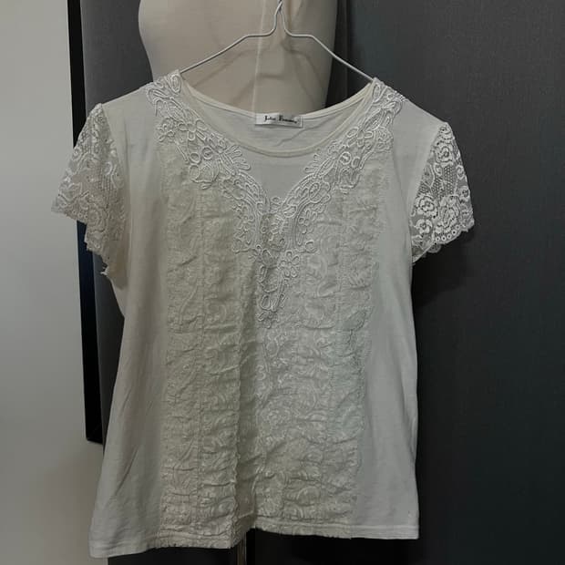 화이트 앞면레이스반팔