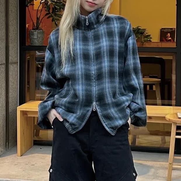 [새상품] 아이돈워너셀 체크 셔켓 셔츠 자켓