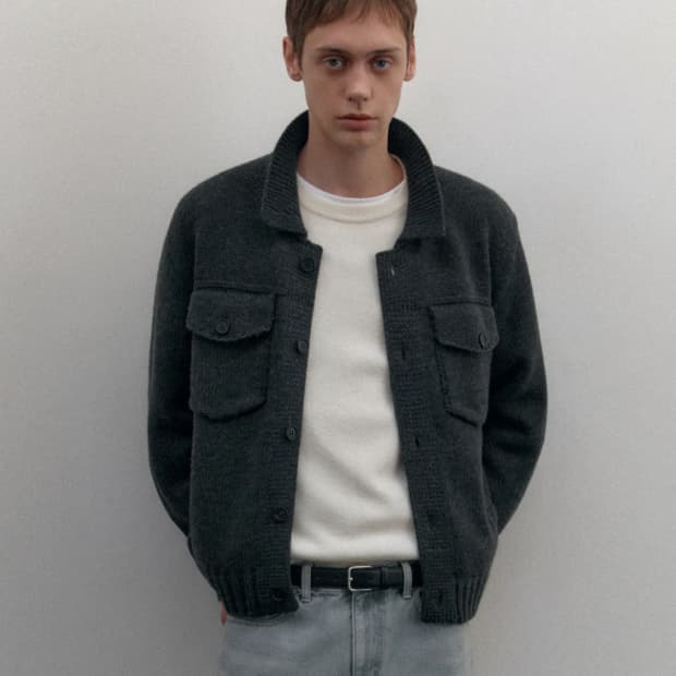 L 새제품) 무신사스탠다드 릴렉스드 니트 트러커 가디건 재킷 그레이