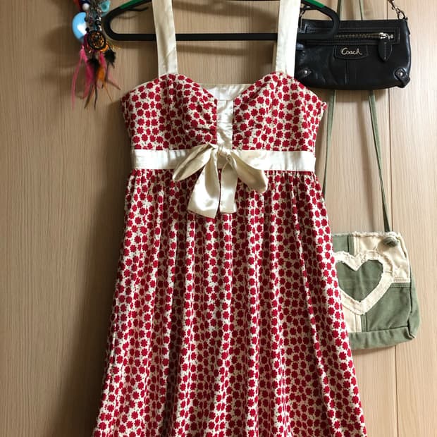 레드 슬리브리스 펌킨 미니 원피스