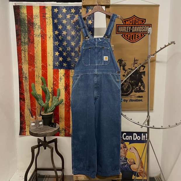 00s 칼하트 오리지널 워크 웨어 더블니 오버롤 데님 멜빵