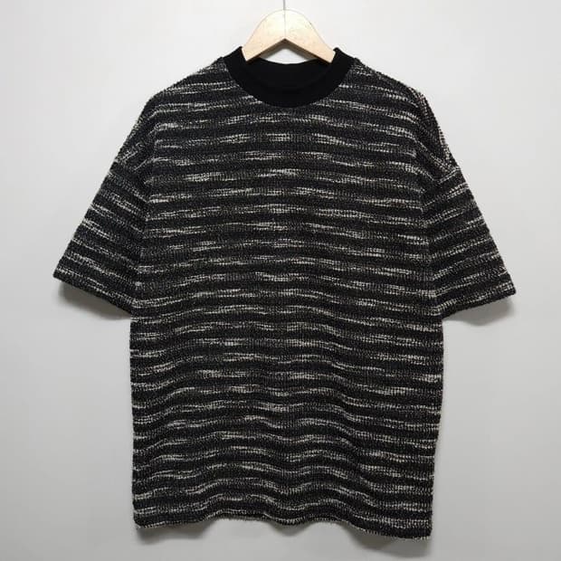 100~105 MAISON MINED 메종미네드 반팔 니트 티셔츠 트위드