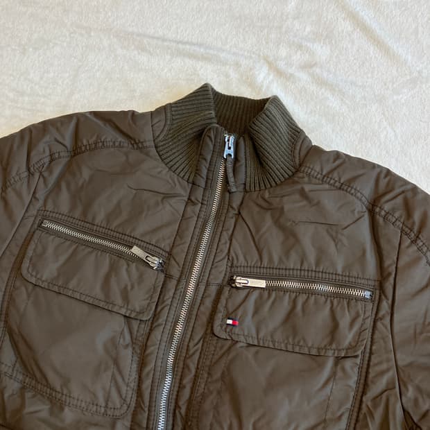 타미힐피거 y2k 나일론 폴리 충전재 크롭 봄버 자켓