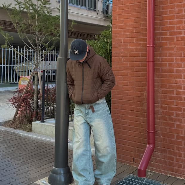 밤색 브라운 경량패딩