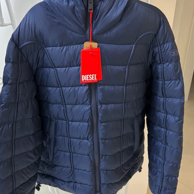 디젤 W-스코티 파이핑 퍼퍼 자켓 블루