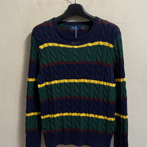 폴로 랄프로렌 스트라이프 케이블 니트 스웨터