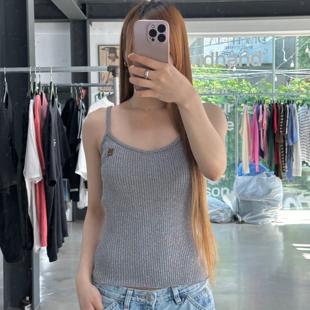히스테릭글래머 퍽베어 자수 글리터 슬리브리스 