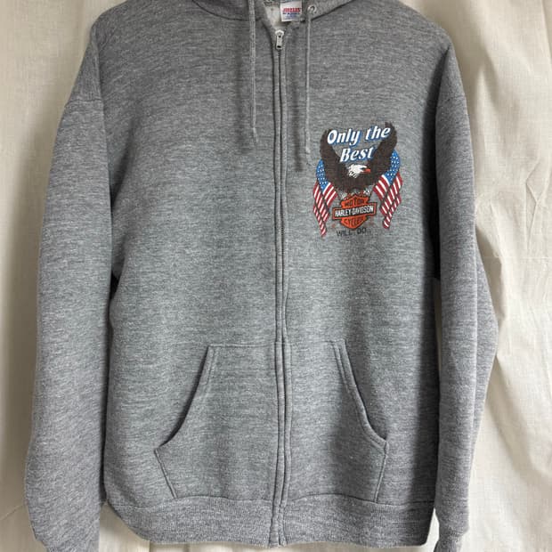 90s 할리데이비슨 / 빈티지 후드 집업 / L