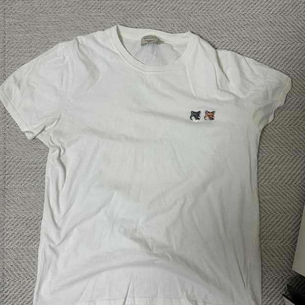 메종키츠네 반팔 더블 폭스 헤드 패치  라떼컬러  XL