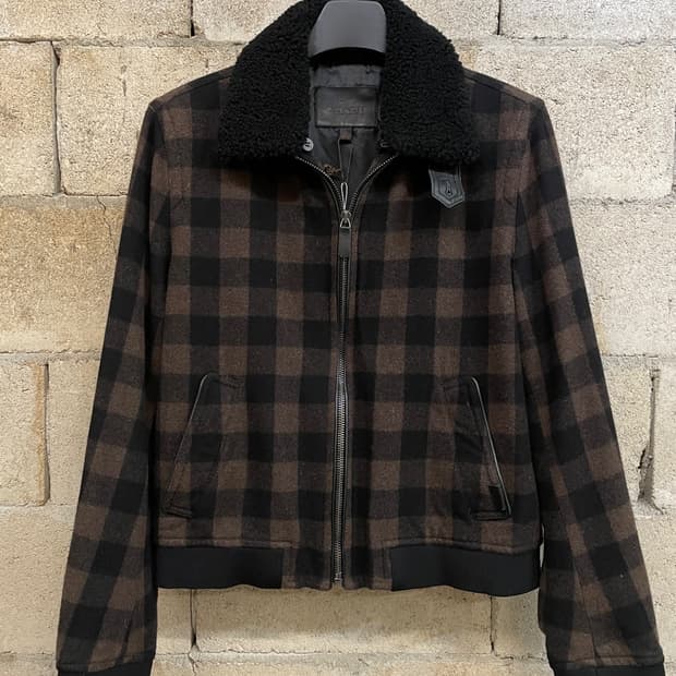 코치 시어링 카라 울 봄버 자켓