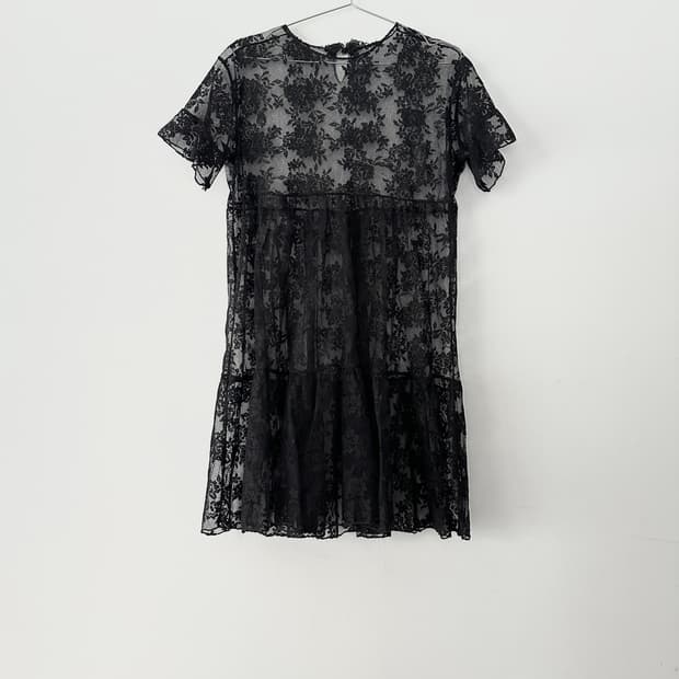 See-through embroidery layer top