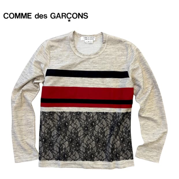 꼼데가르송 스트라이프&레이스 롱슬리브