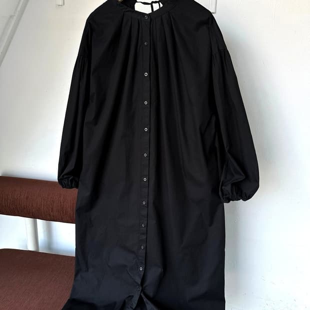 Stand collar light cotton wide onepiece