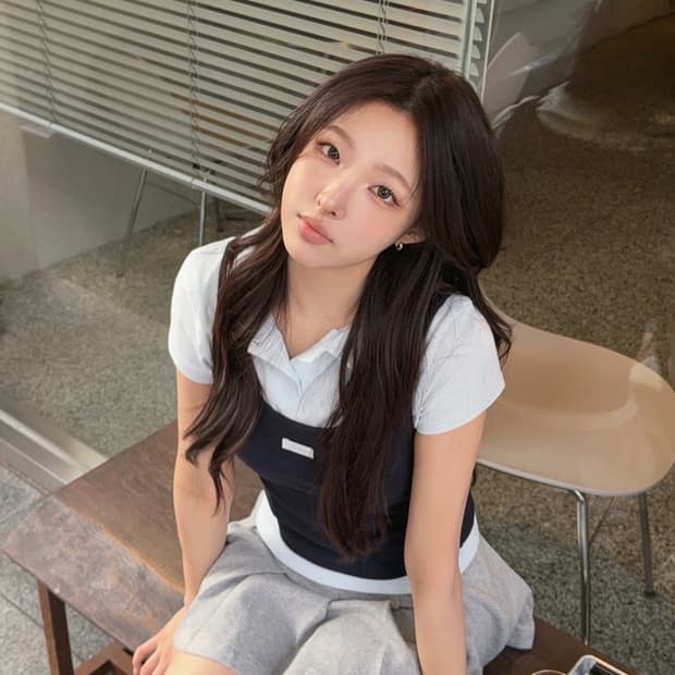 레터 프롬문 레터즈 더블 레이어드 피케이 카라티