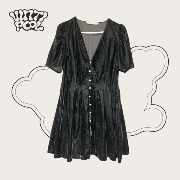 ZARA 자라 벨벳 반팔 미니원피스 M 블랙