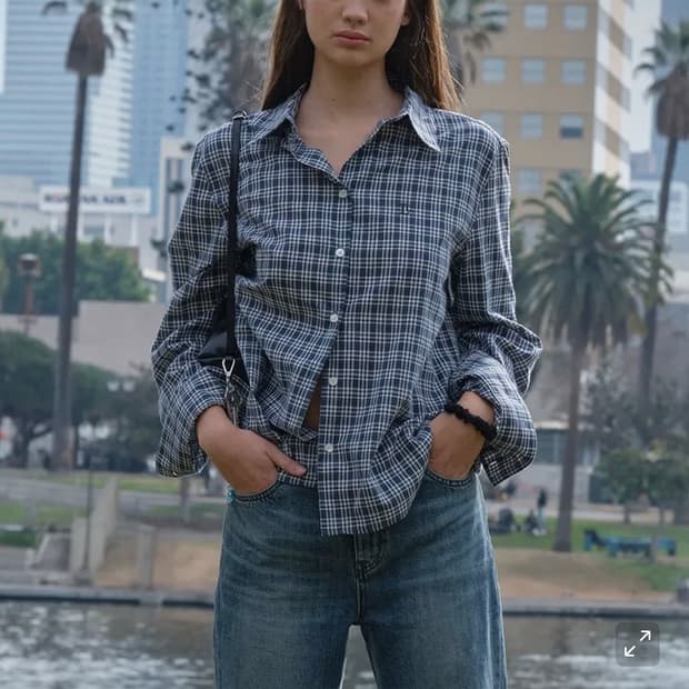 로우클래식 체크 셔츠 치마 셋업