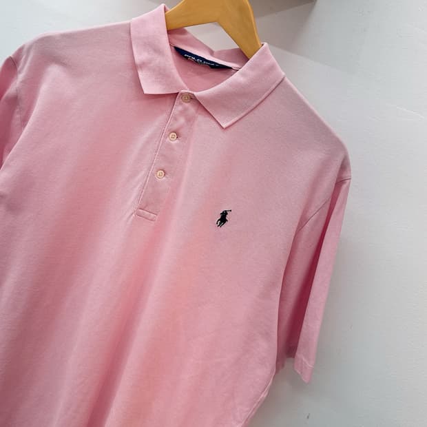 폴로 핑크 반팔 카라