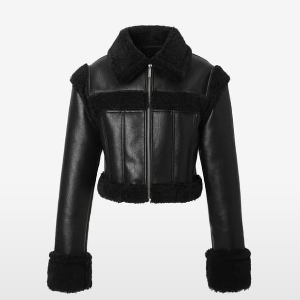 카키포인트 스티치 퍼 무스탕