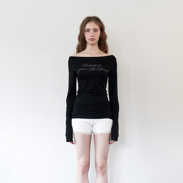 락케이크 Cursive Mesh Top - Black