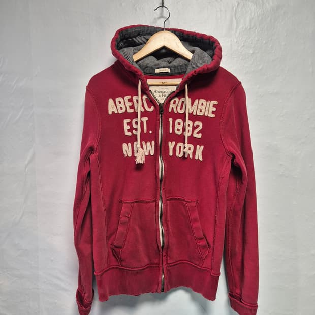 95 아베크롬비  Y2K 올드스쿨 버건디 뉴욕 후드집업 M사이즈