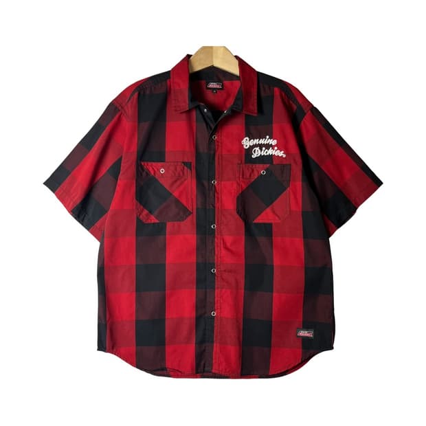 [Dickies] 디키즈 체인스티치 체크 워크 반팔셔츠