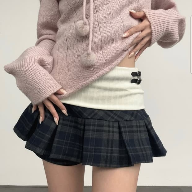 (판매) 포어링 banding mini skirt check 미니 스커트