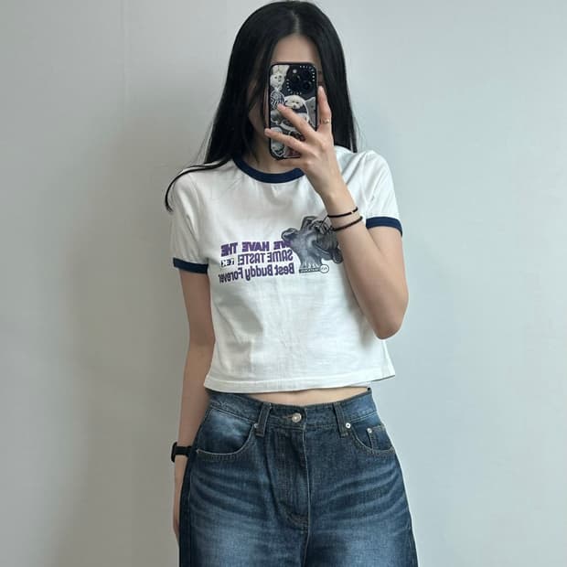 테켓 화이트 링거 반팔 티셔츠