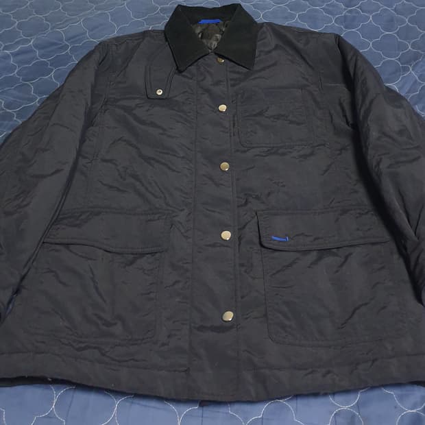 (보세) 코듀로이 카라 아웃포켓 스포티 폴리 자켓 블랙 (F)