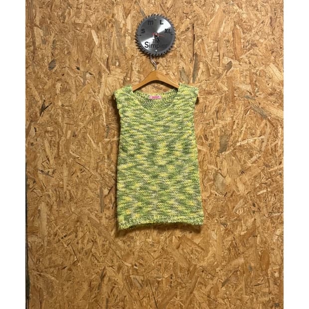 빈티지 제니 울 트위드 민소매니트