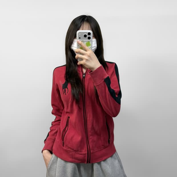 폴로 랄프로렌 빅 포니 자수 로고 집업 자켓 레드